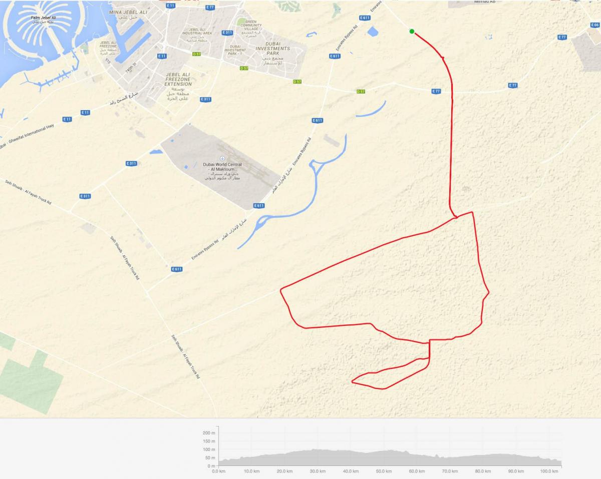 Al Qudra ciclo ruta mapa de ubicación