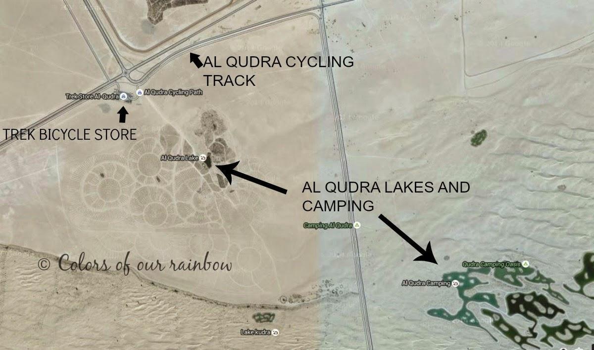 Al Qudra Lago mapa de ubicación