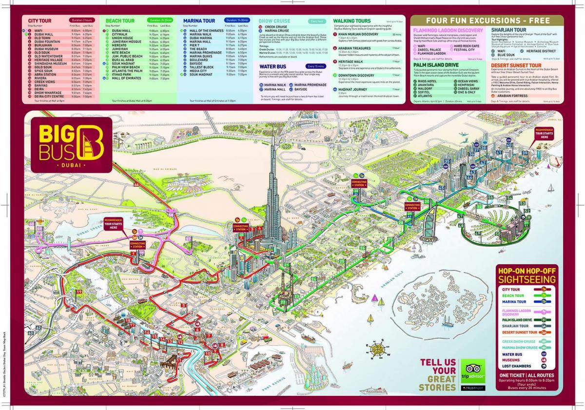 big red de autobuses de Dubai mapa