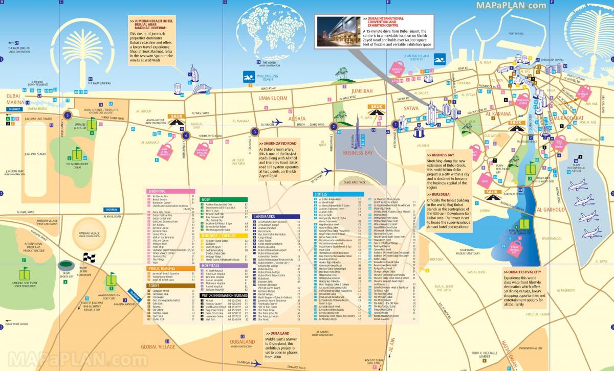 mapa de Dubai, el centro de la ciudad