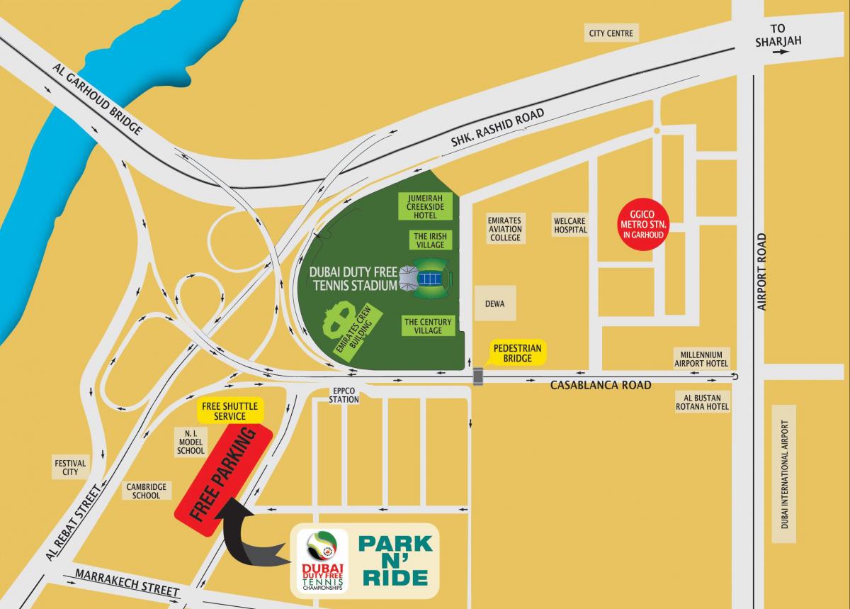 Dubai duty free tennis stadium mapa de ubicación