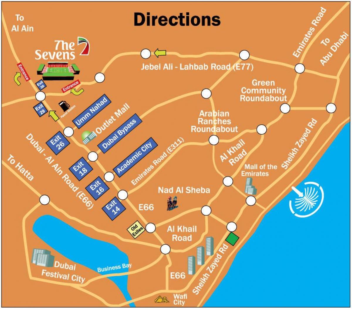 rugby Sevens de Dubai mapa de ubicación