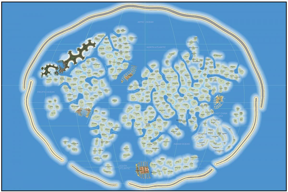 mundo mapa de la isla de Dubai