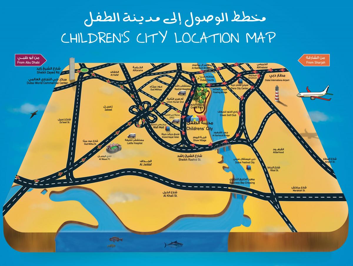 mapa de los Niños de la ciudad de Dubai