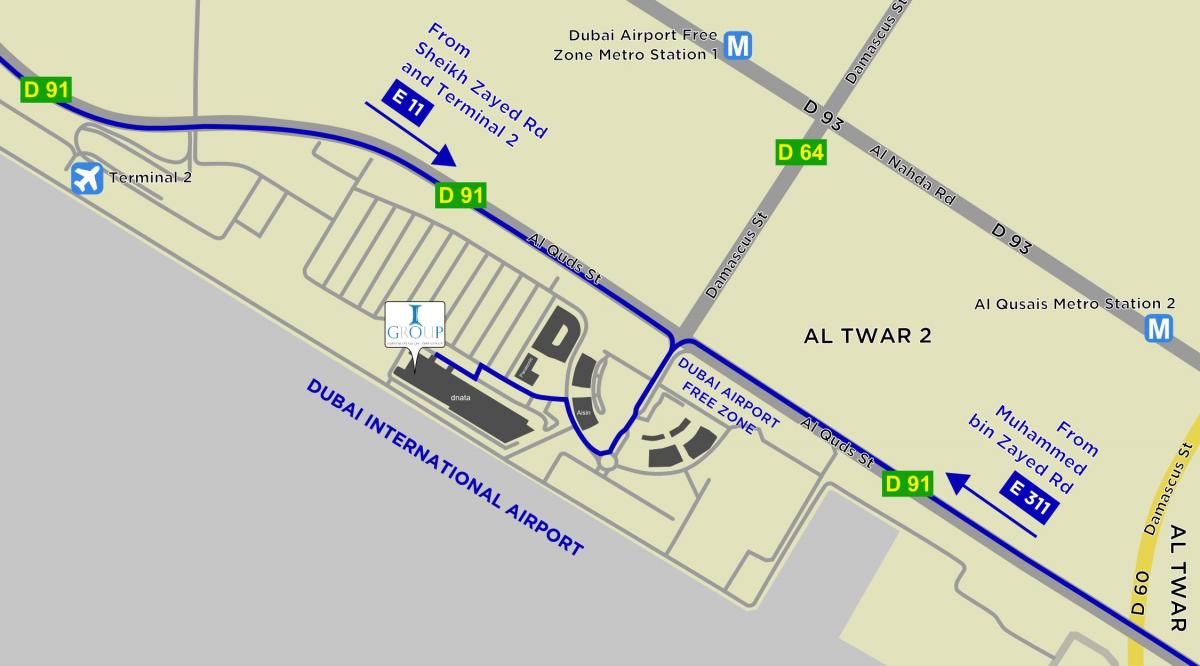 mapa de Dubai airport free zone