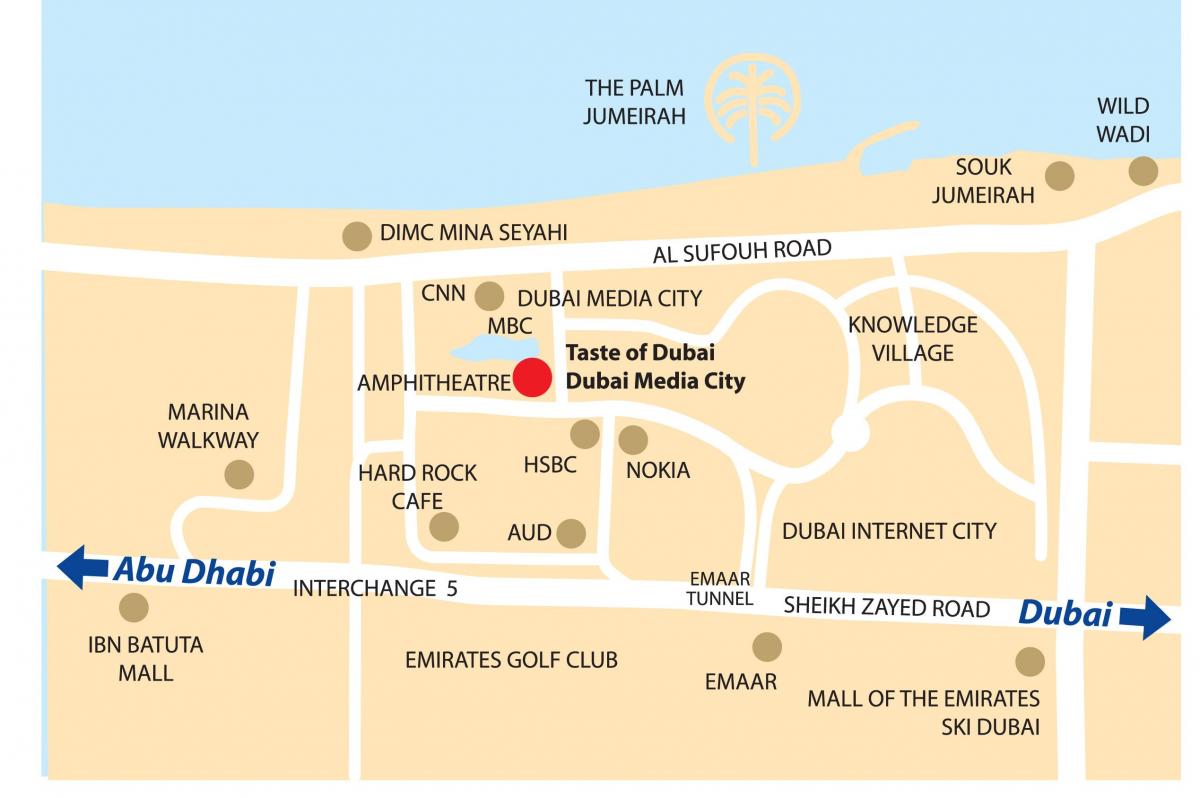 Dubai media city mapa de ubicación