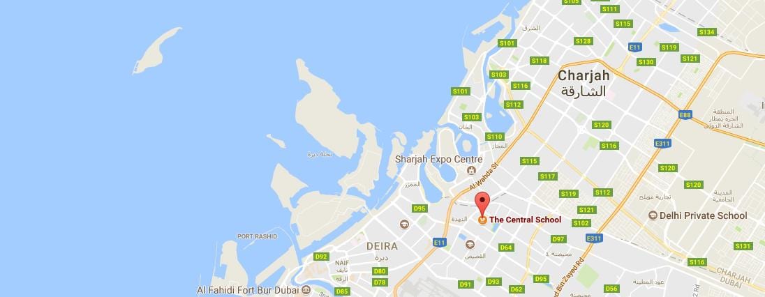 mapa de la escuela central de Dubai