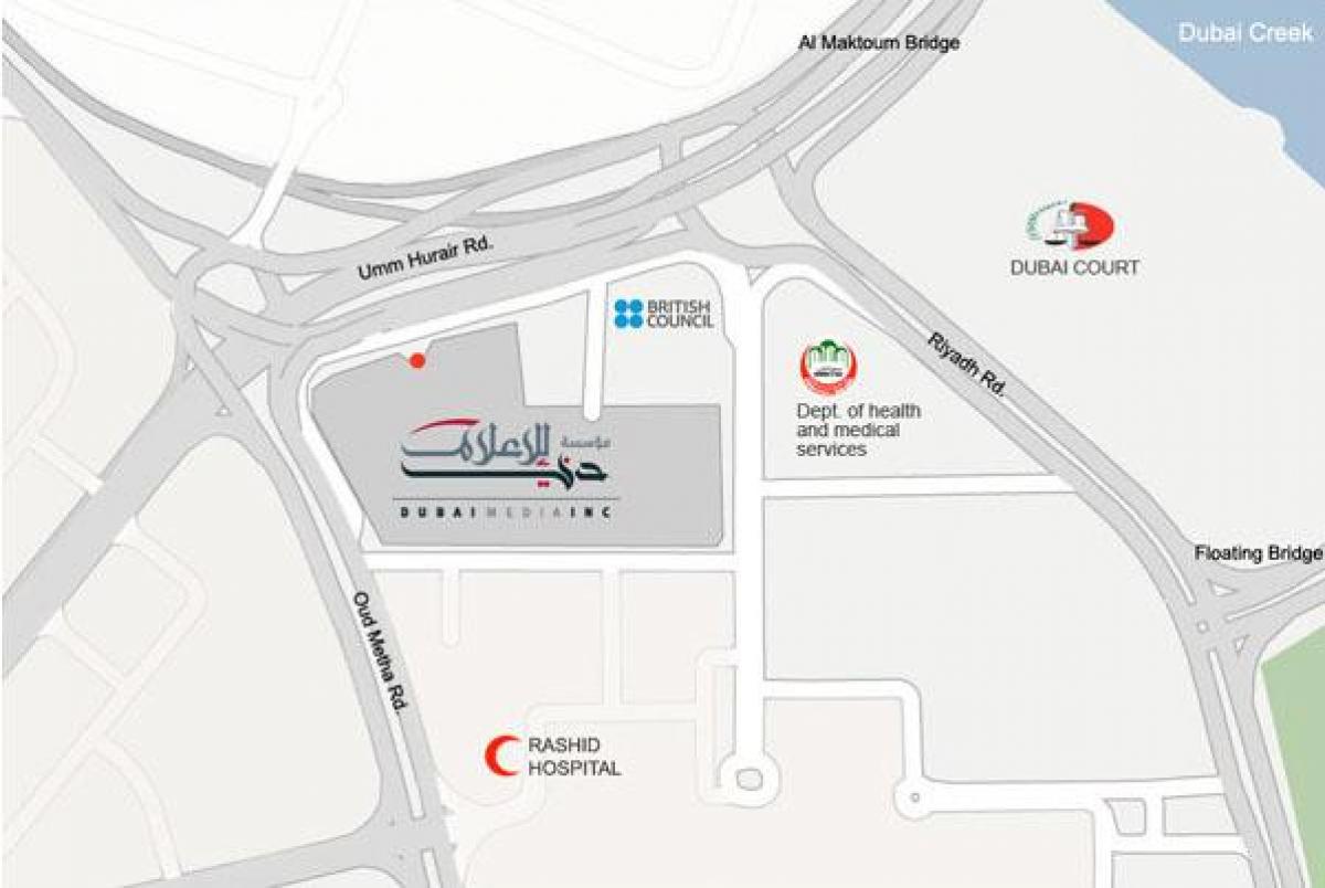 rashid hospital de Dubai mapa de ubicación