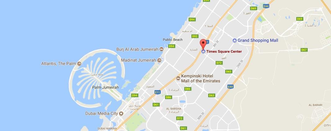 mapa de Times Square, el Centro de Dubai