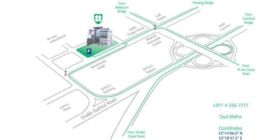 Mapa de América del hospital de Dubai