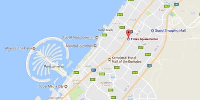 Mapa de Times Square, el Centro de Dubai